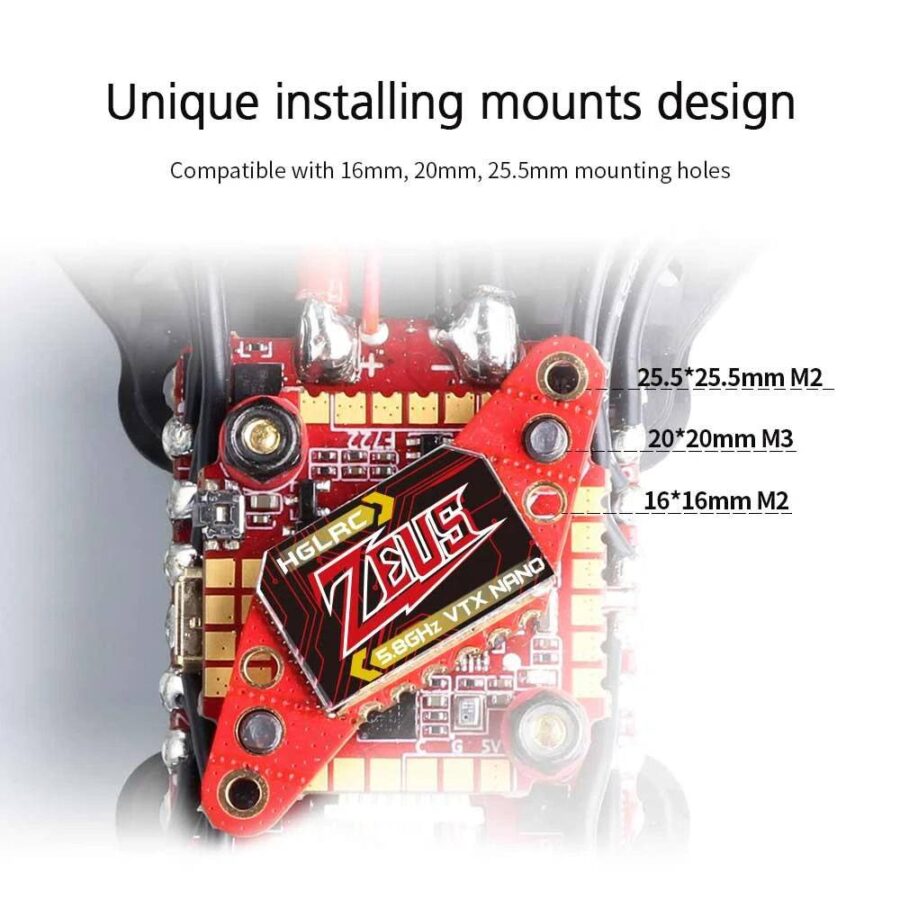 hglrc zeus nano vtx 350mw 16x16 20x20 255x255 mm for fpv racing drone Robotonbd